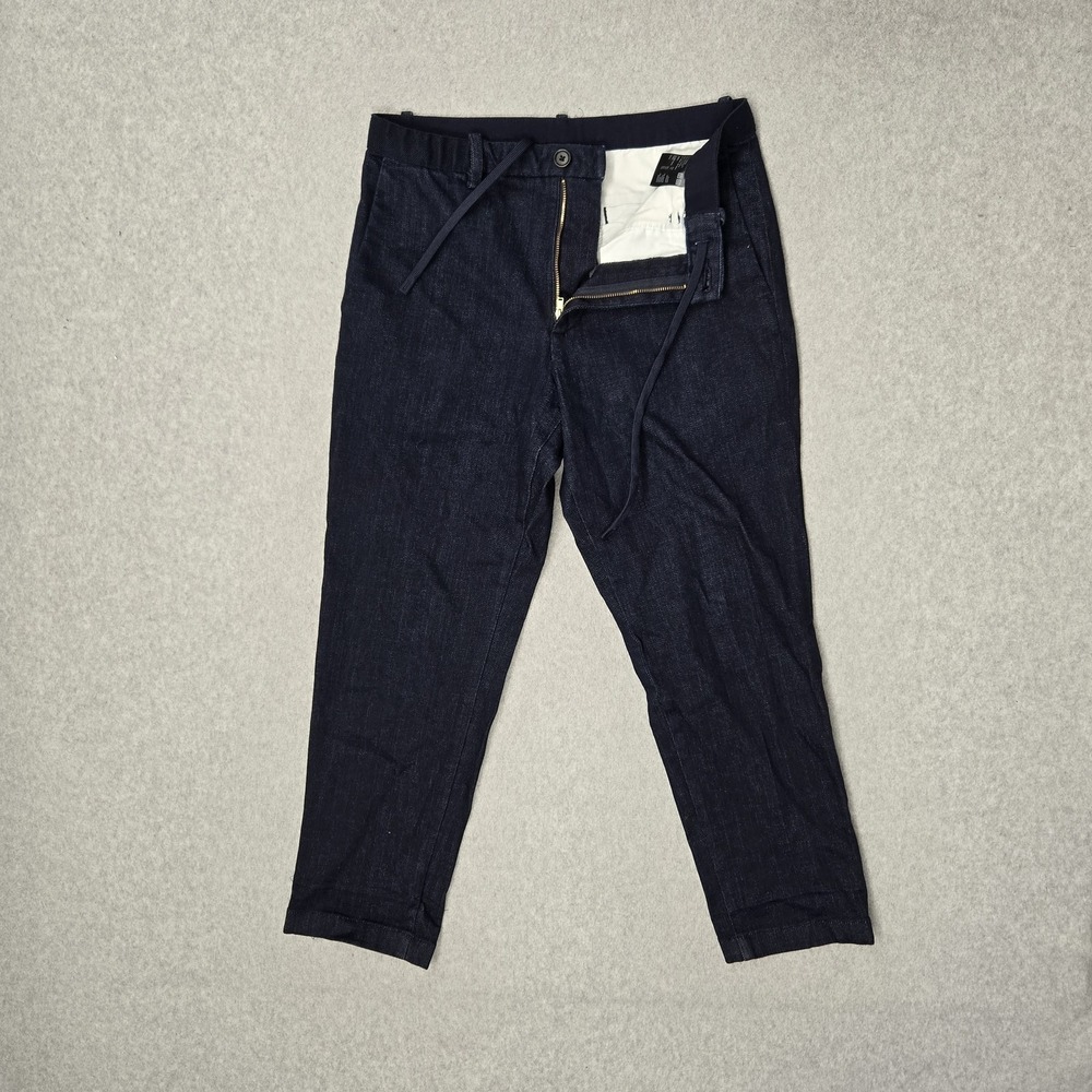 Uniqlo Men Jean S Dark Blue Ultra Strech Button Drawstring 25" Inseam